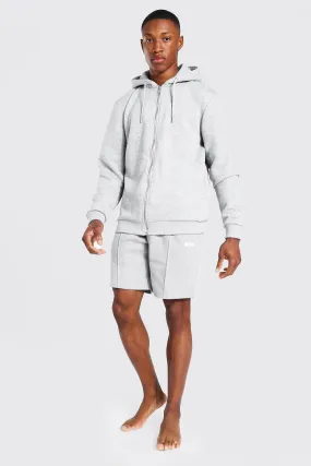 Man Woven Tab Hoodie And Short Tracksuit