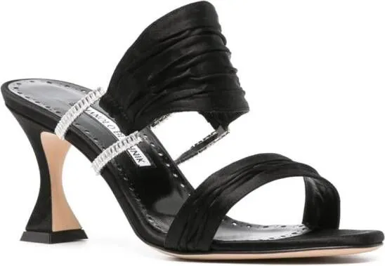 Manolo Blahnik Chinap 70mm satin mules Black