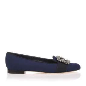 Manolo Blahnik Marria navy embellished slipper