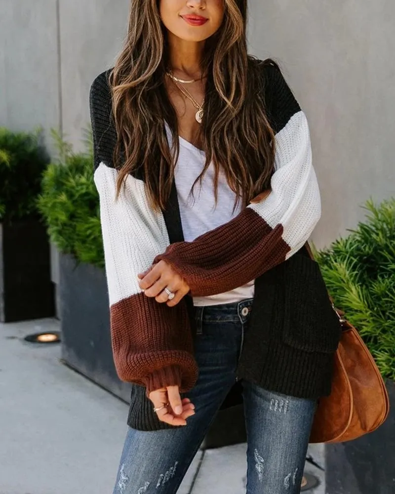 Manteau Tricotés Lches Manches Longues