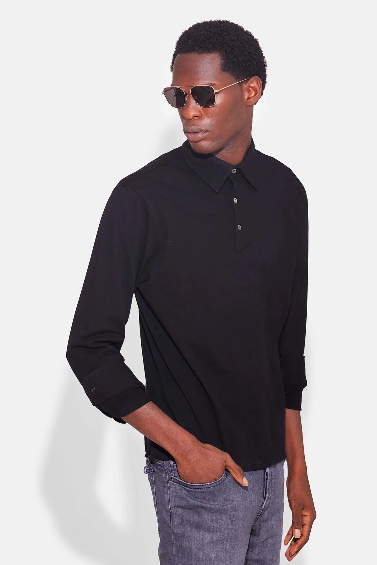 Marco LS Pique Polo - Black