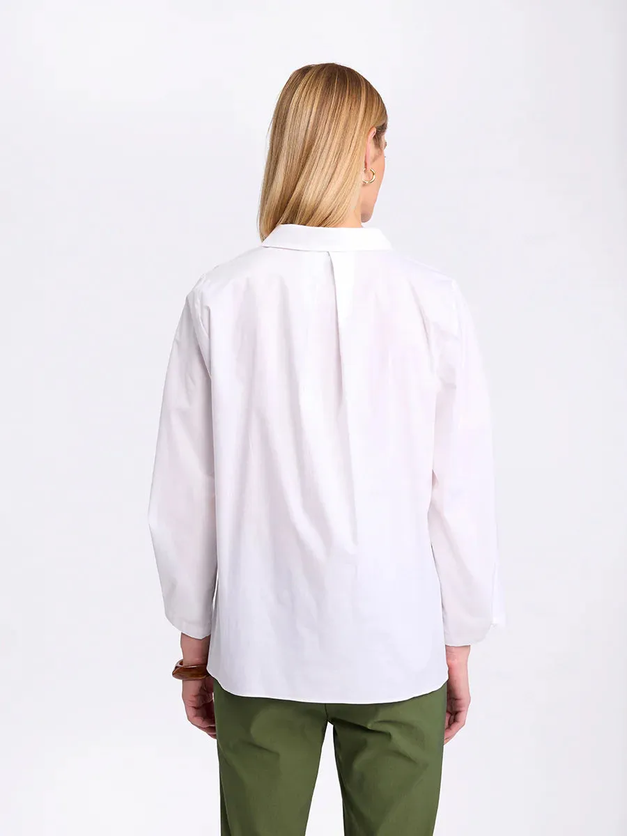MARCO POLO PLEATED ESSENTIAL SHIRT - WHITE