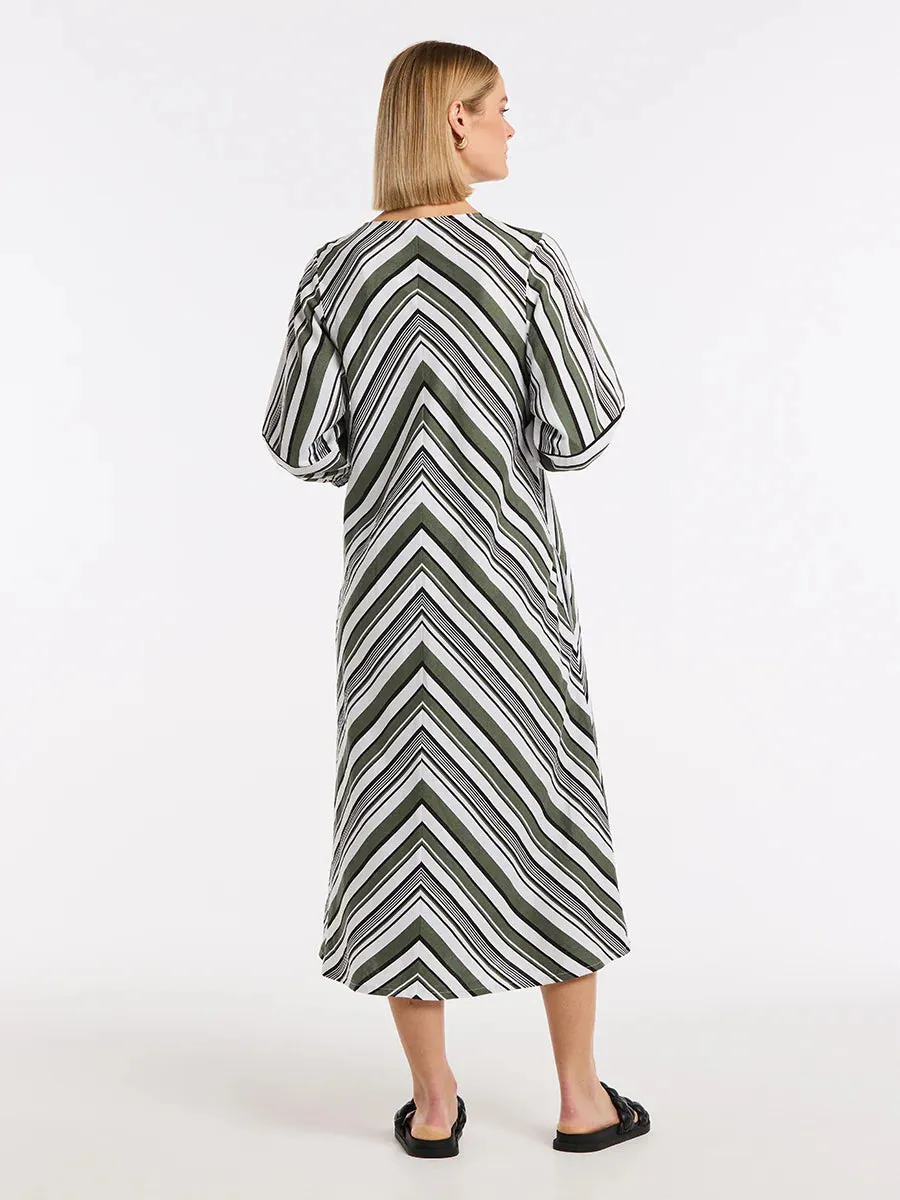MARCO POLO SPLICED STRIPE DRESS