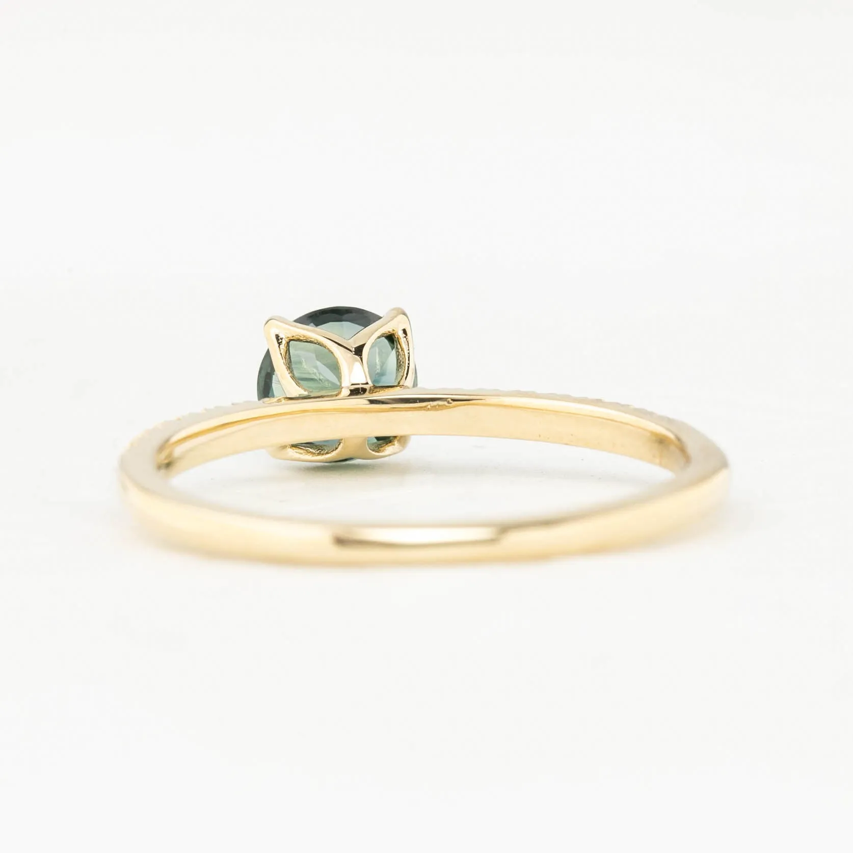 Maria Ring 0.80ct Green Queensland Round Sapphire Ring, 14k Yellow Gold (One of a kind)