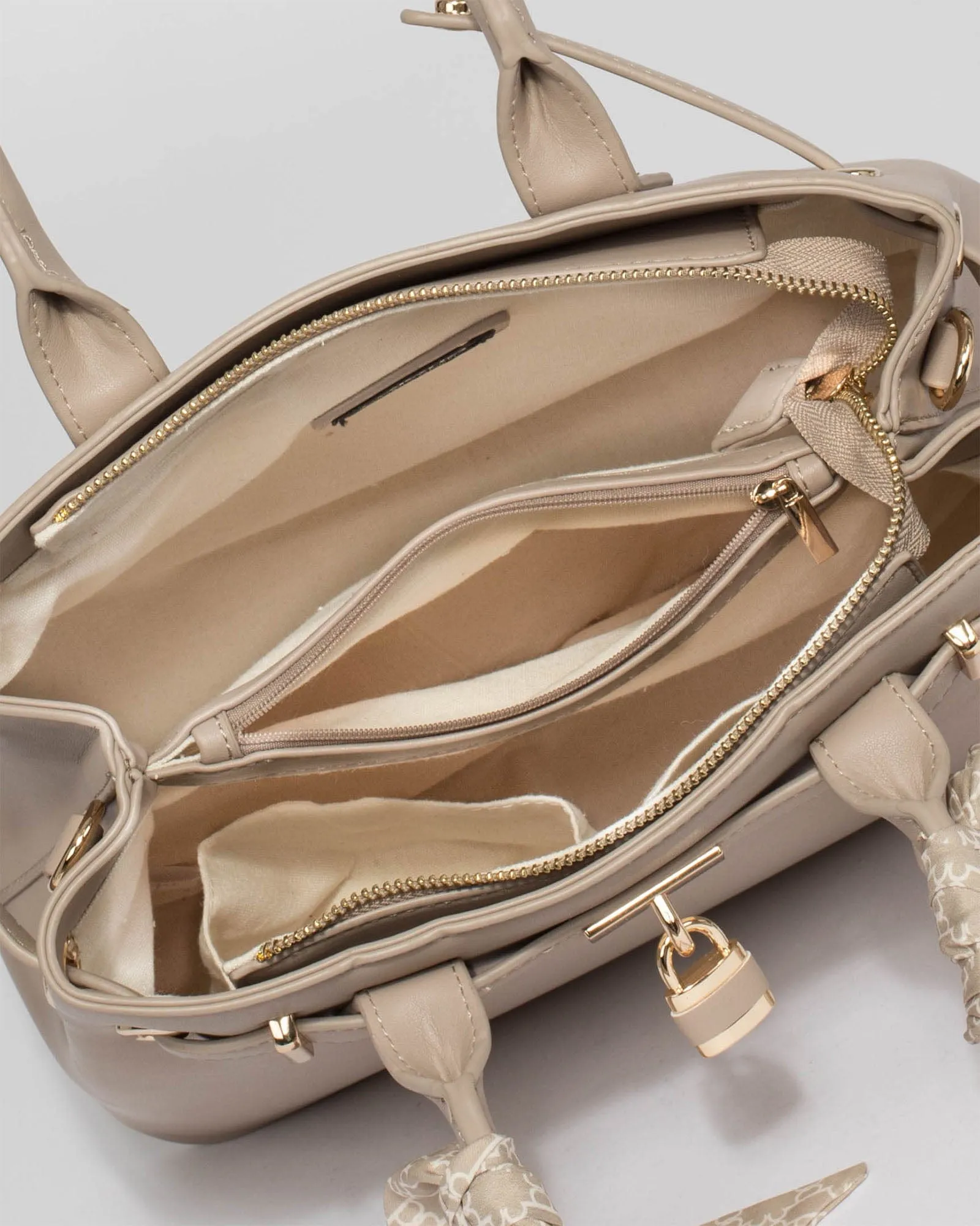 Mary Beth Taupe Lock Tote