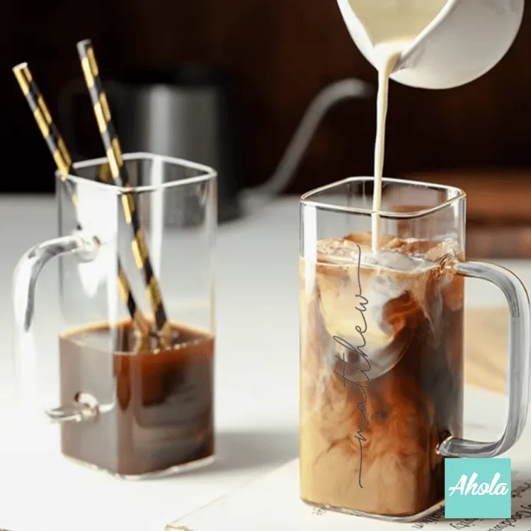 【Mason】Personalizable Clear Square Glass Mug 方形玻璃杯