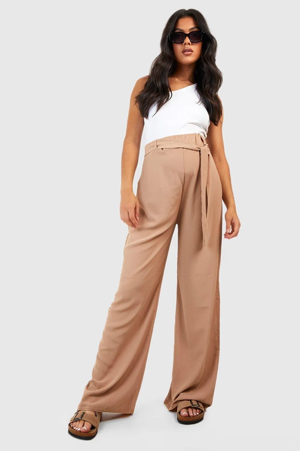 Maternity Belted Wide Leg Pants