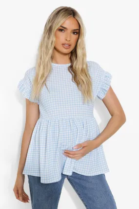 Maternity Gingham Crepe Smock Top