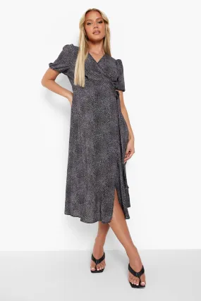 Maternity Polka Dot Wrap Midi Dress