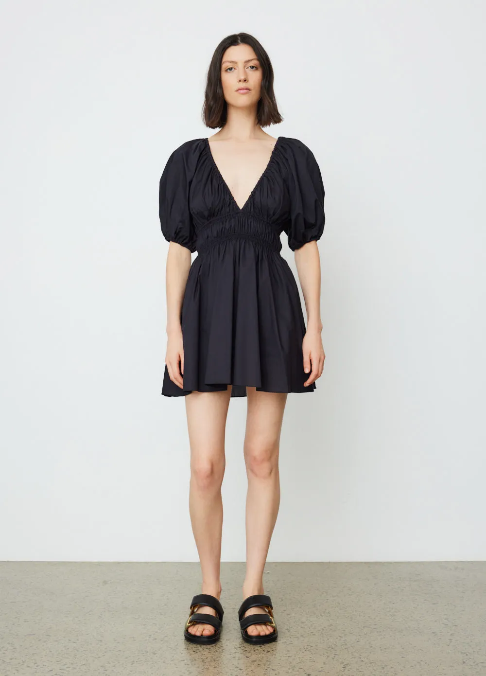 Matteau -  Shirred Plunge Mini Dress - Dress