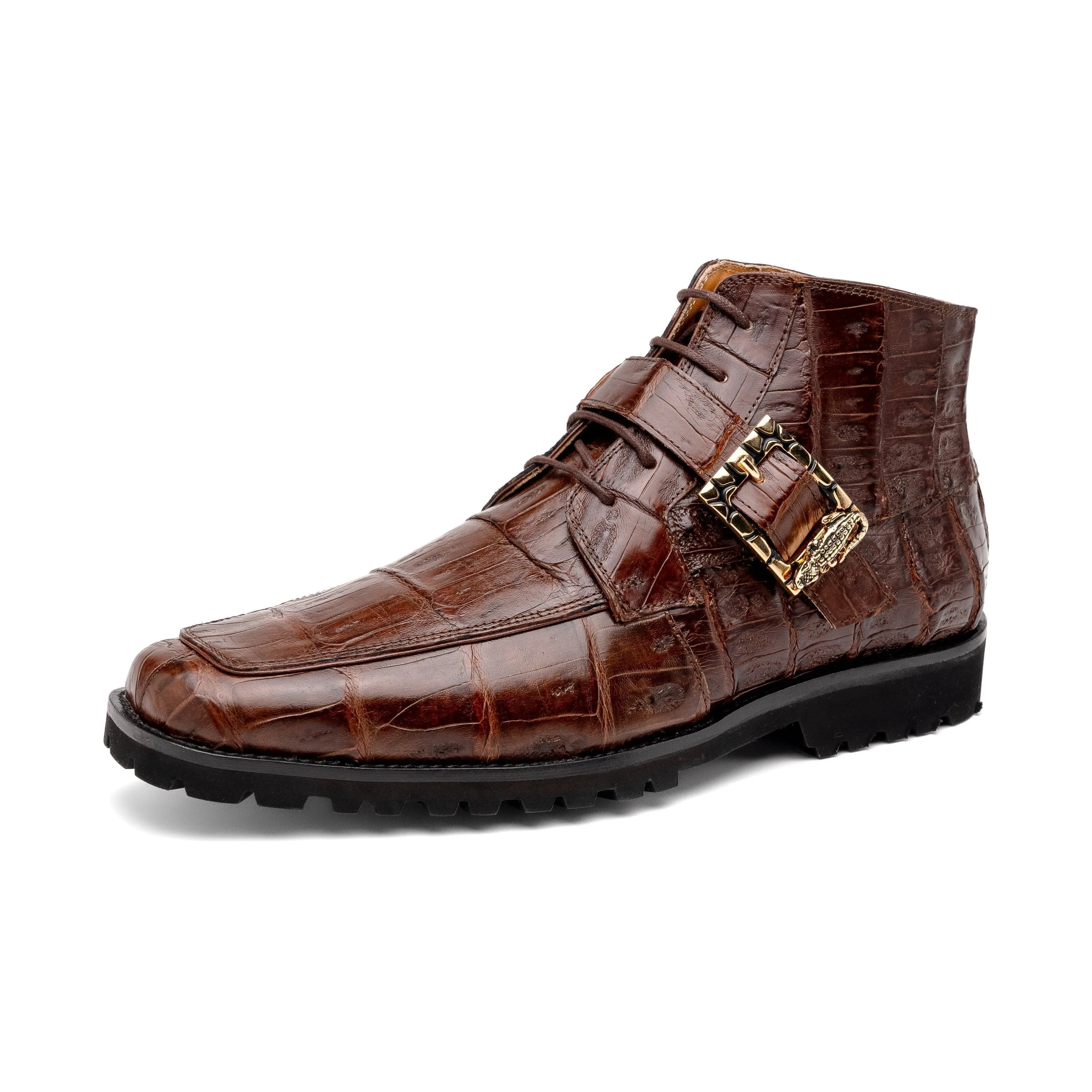 Mauri Bulletproof 3238-1 Men's Shoes Camel Exotic Crocodile Strap Derby Boots (MA5579)