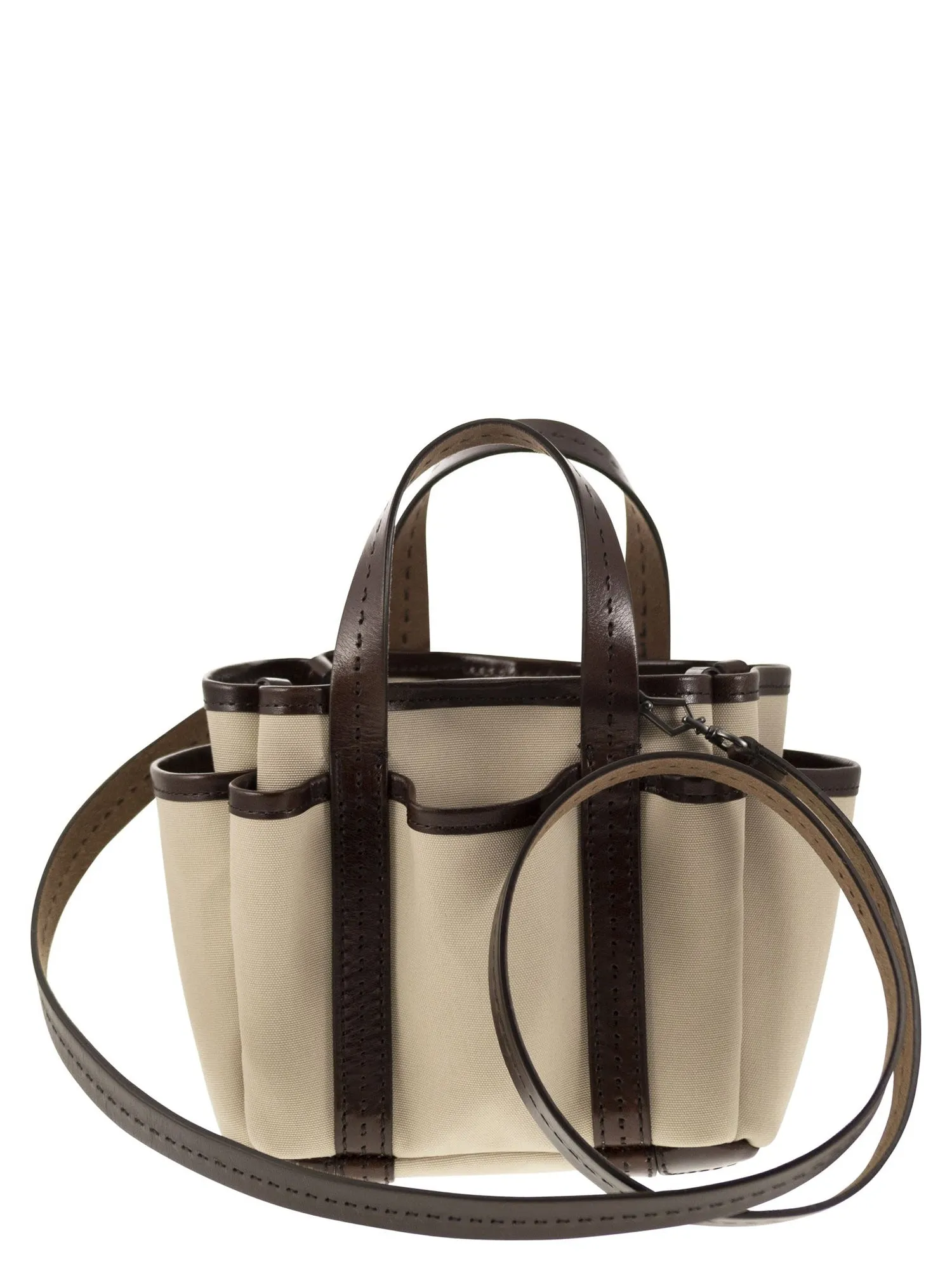 Max Mara    Max Mara Gardenca Basxs Giardiniera Mini Canvas And Leather Tote Bag