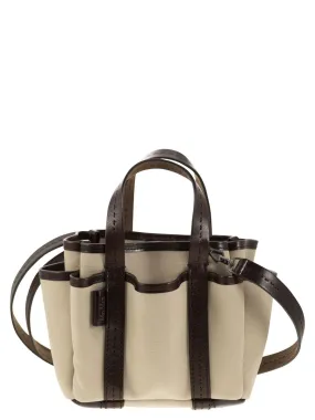 Max Mara    Max Mara Gardenca Basxs Giardiniera Mini Canvas And Leather Tote Bag