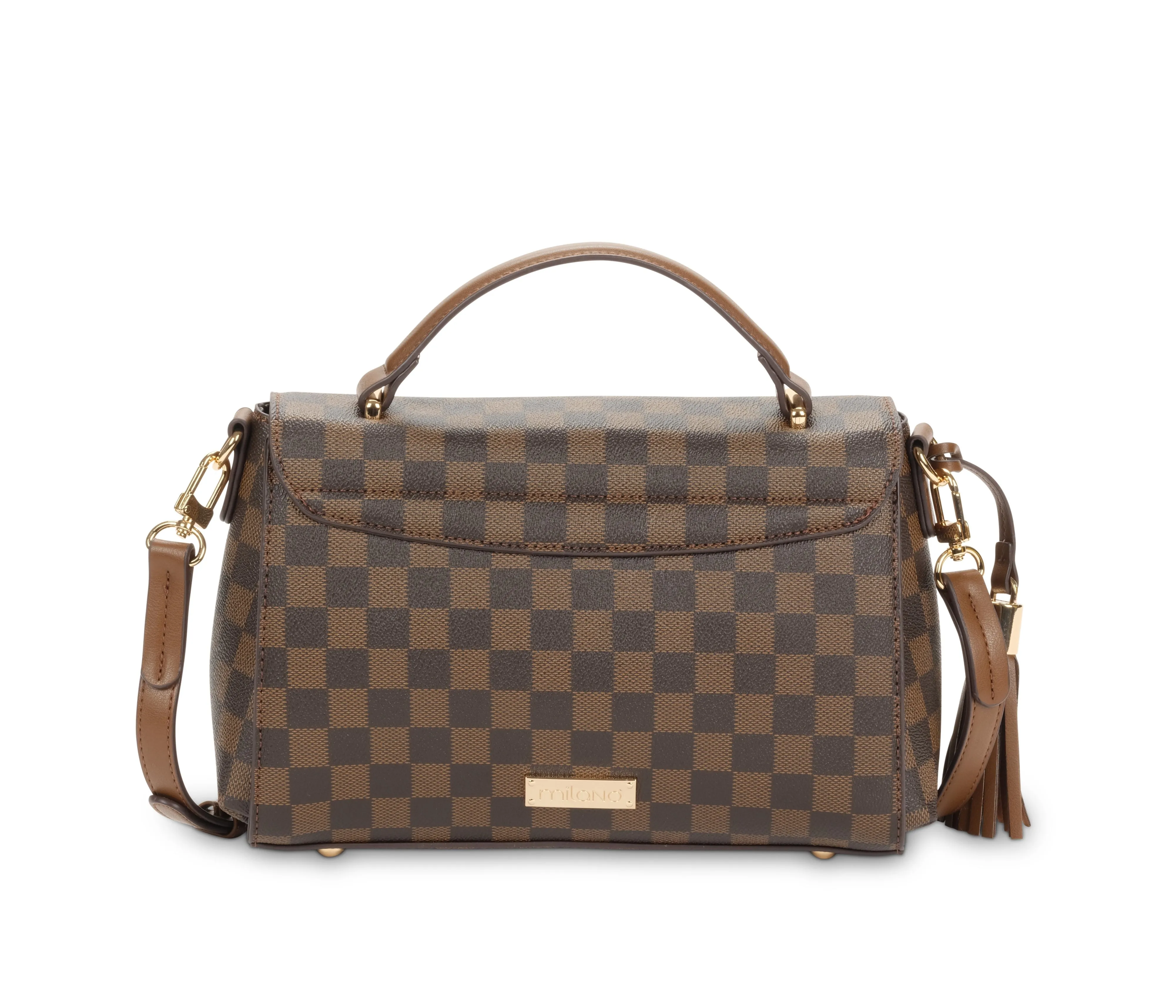 MAZE SATCHEL BAG - BROWN