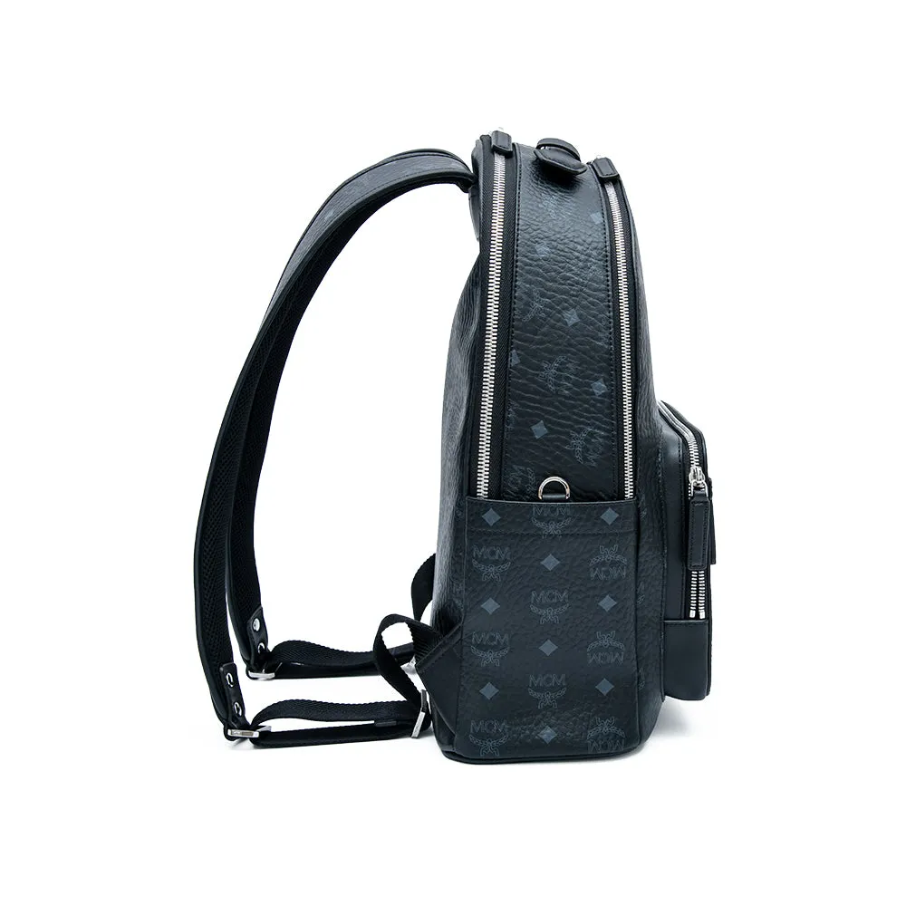 MCM Stark Visetos Backpack Bag Black  Small