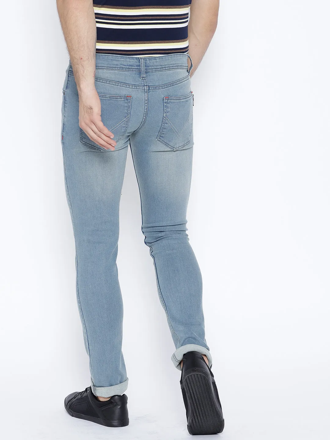 Men Blue Slim Fit Mid-Rise Clean Look Stretchable Jeans