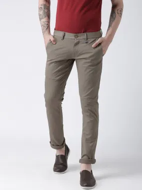 Men Brown Slim Fit Solid Chinos