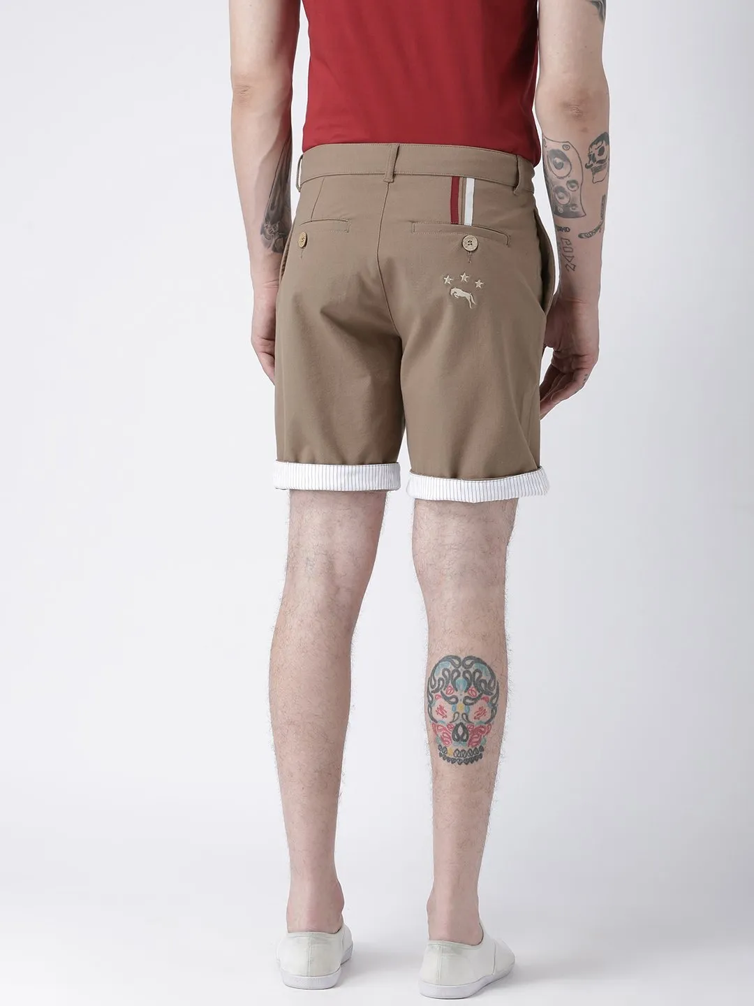 Men Brown Solid Chino Shorts