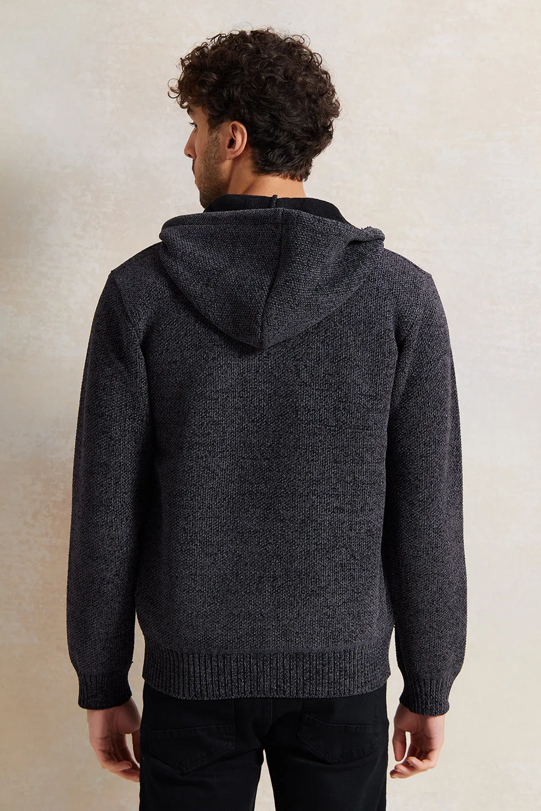 Men Charcoal Knitted Sweater