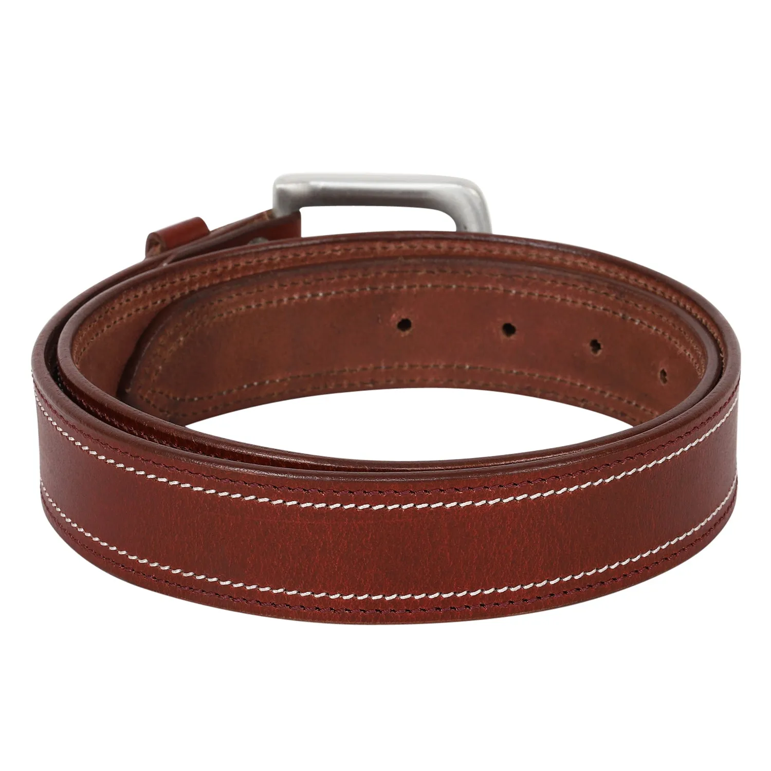 Men Leather Brown Belts With Metal Buckle