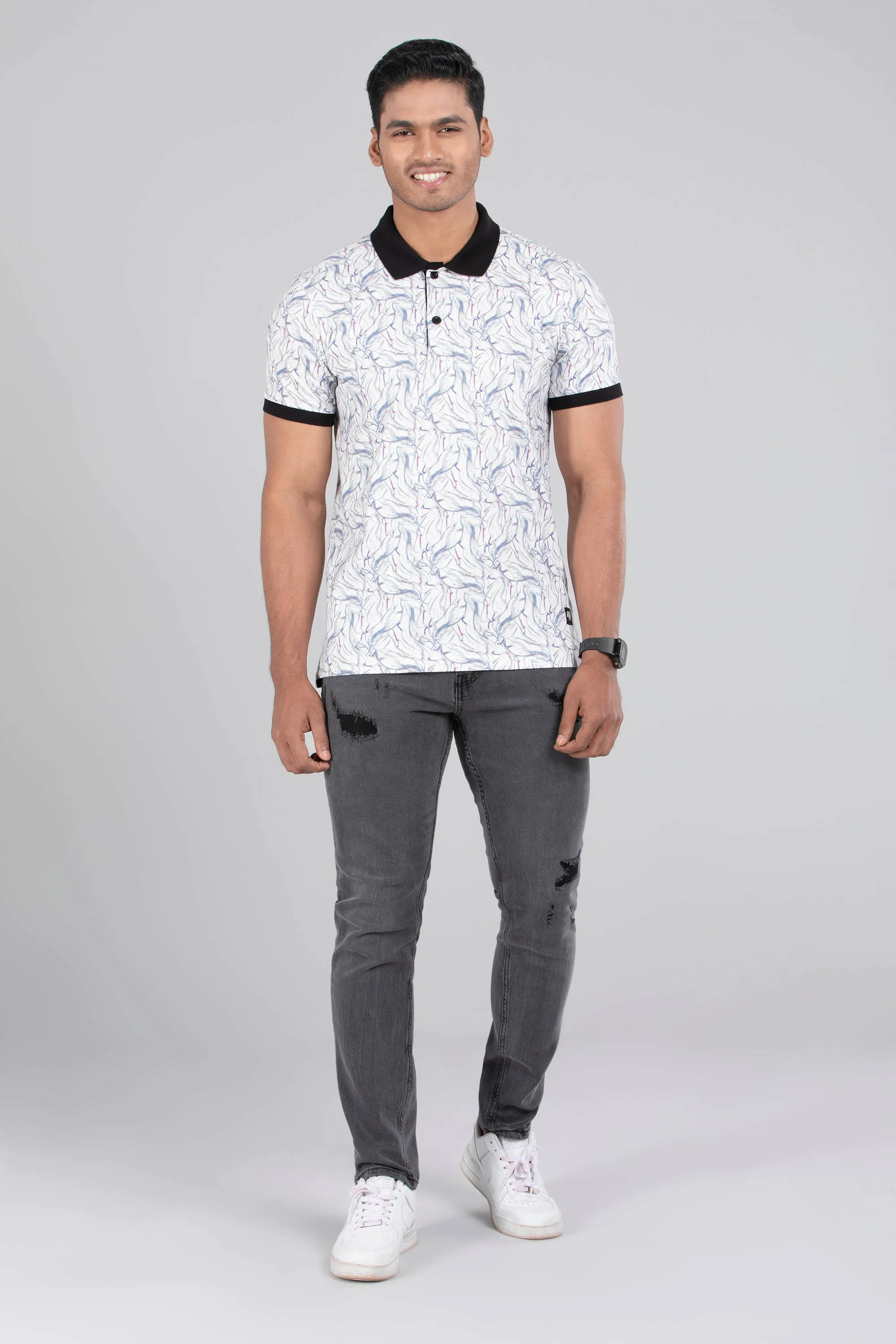 Men's Abstract Printed Polo Shirt