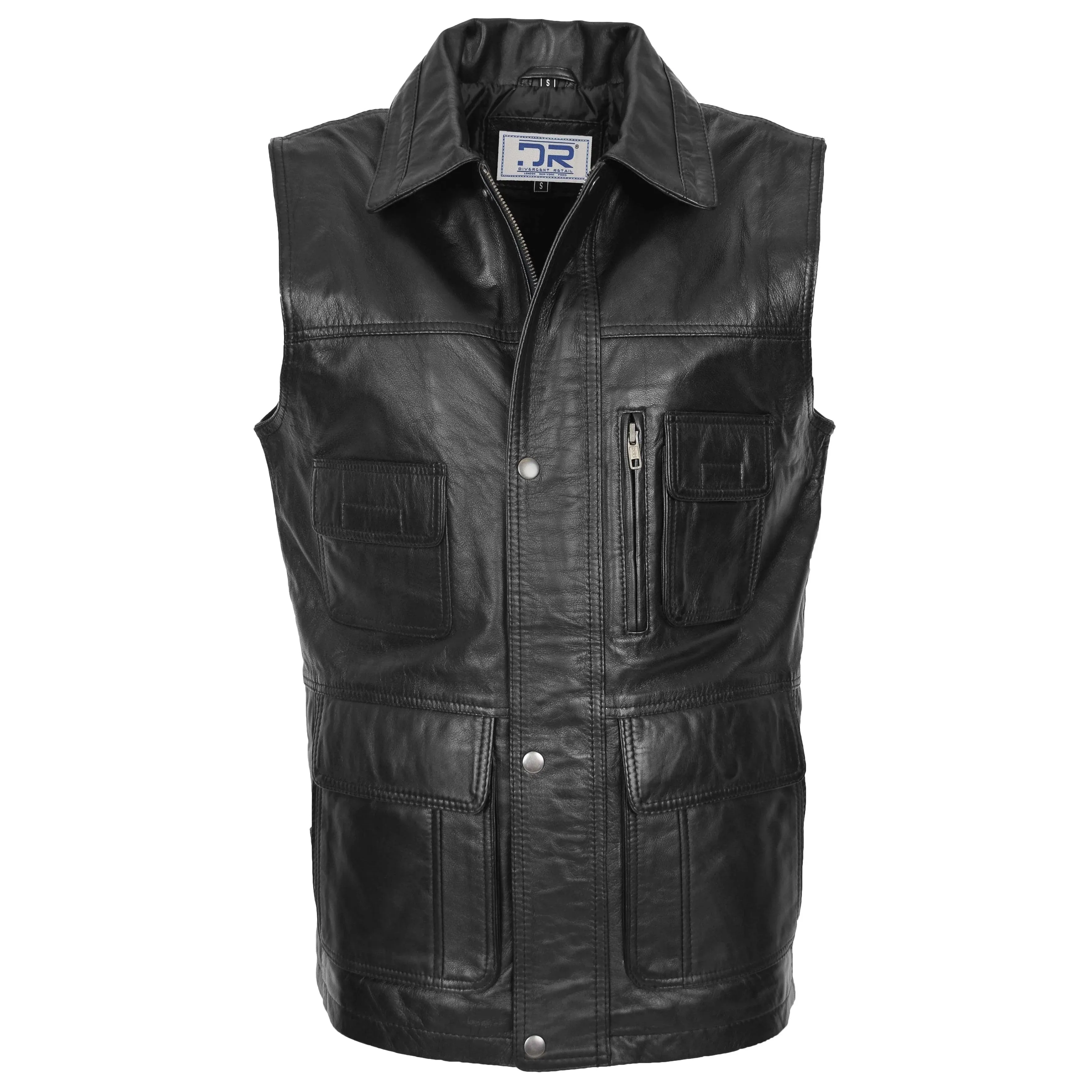 Men's Black Leather Vest