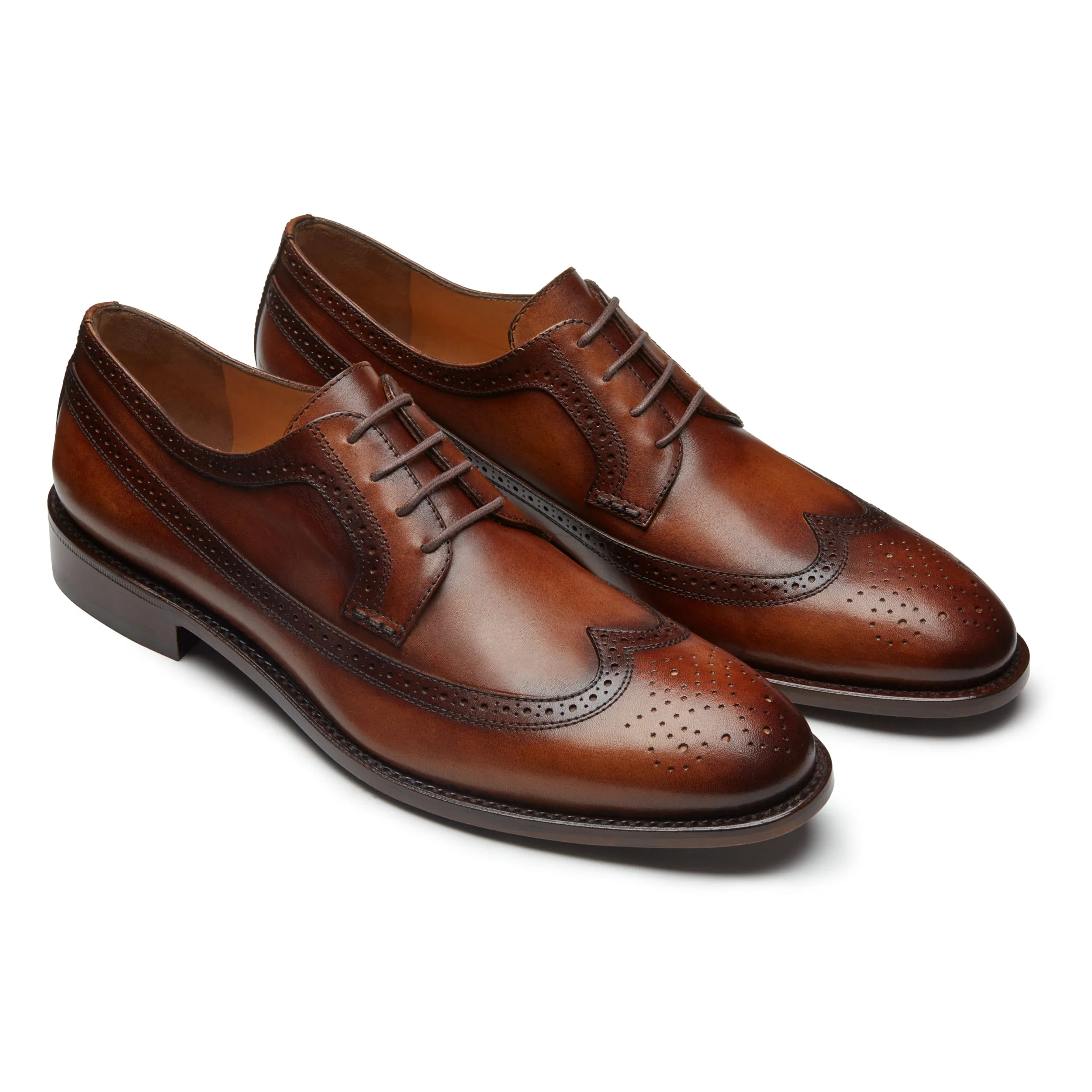 Mens brown derby brogue shoes