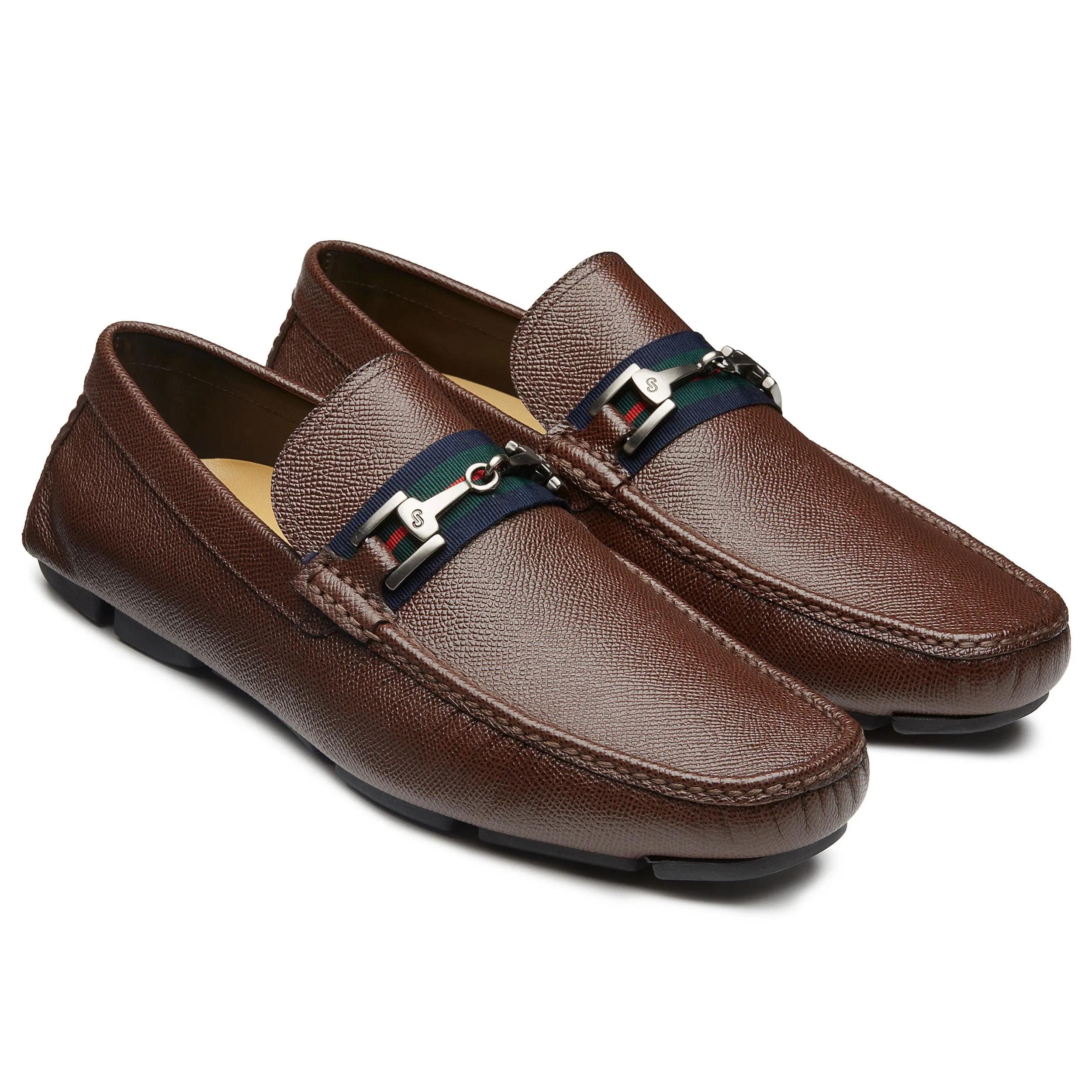 Men’s Brown Leather Casual Moccasins Driving Shoes With Rubber Sole