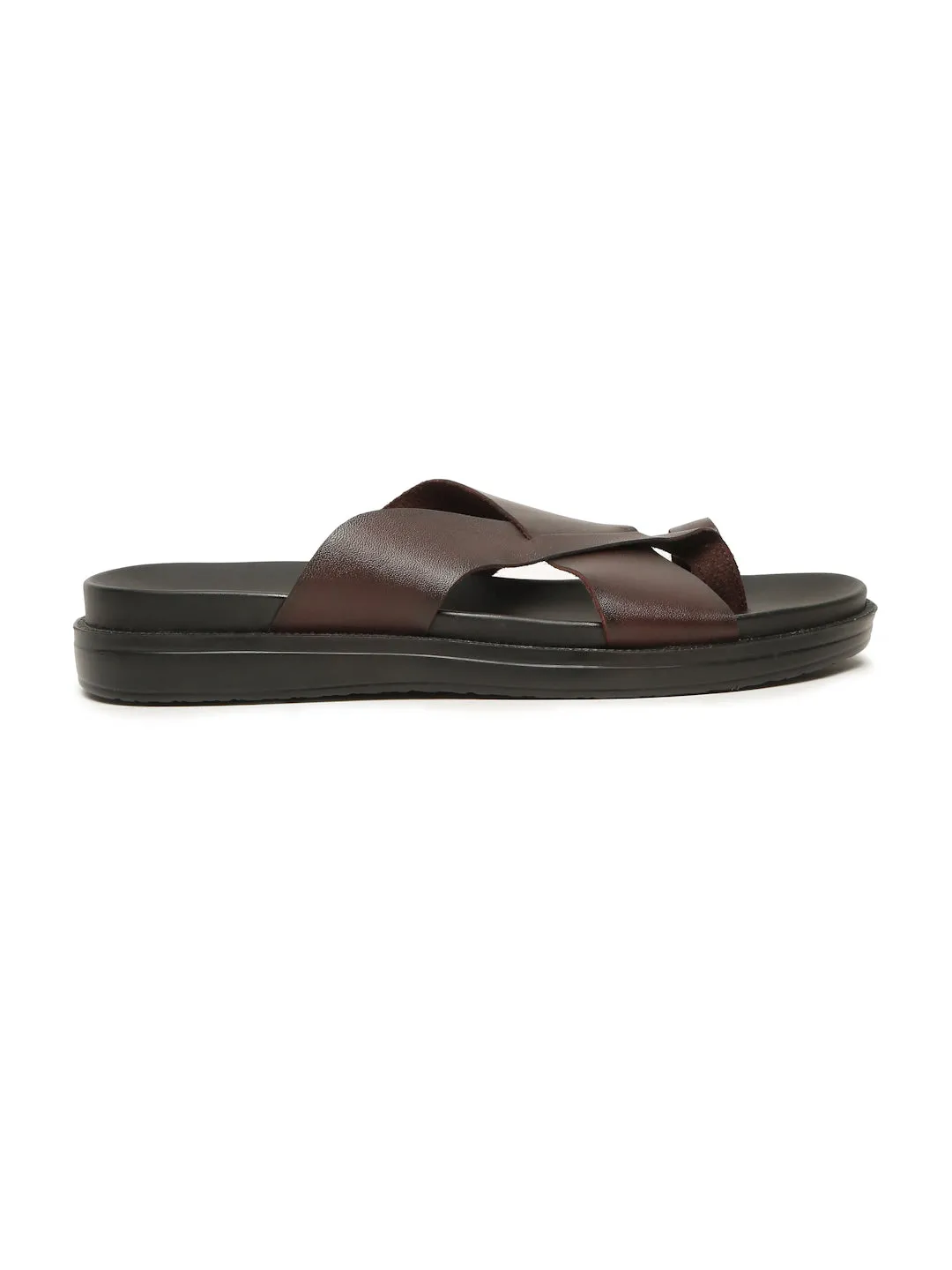 Men's Brown Leather Toe Loop Sandals