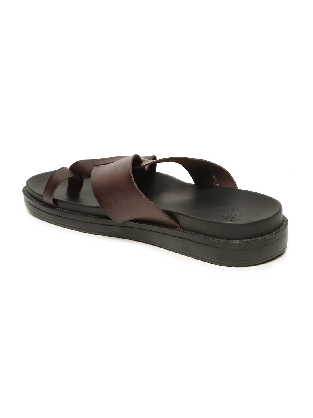 Men's Brown Leather Toe Loop Sandals