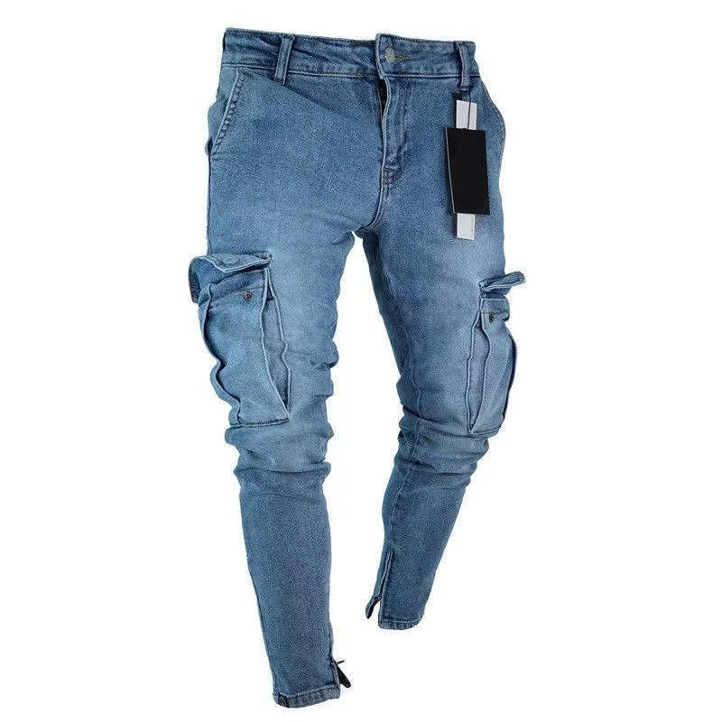 Men's Cargo Jeans Denim Pants