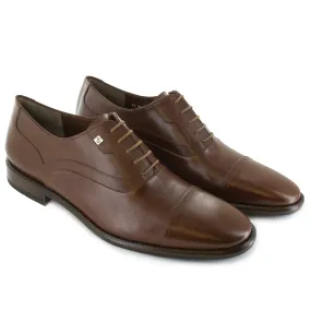 Mens classic brown leather oxford shoes