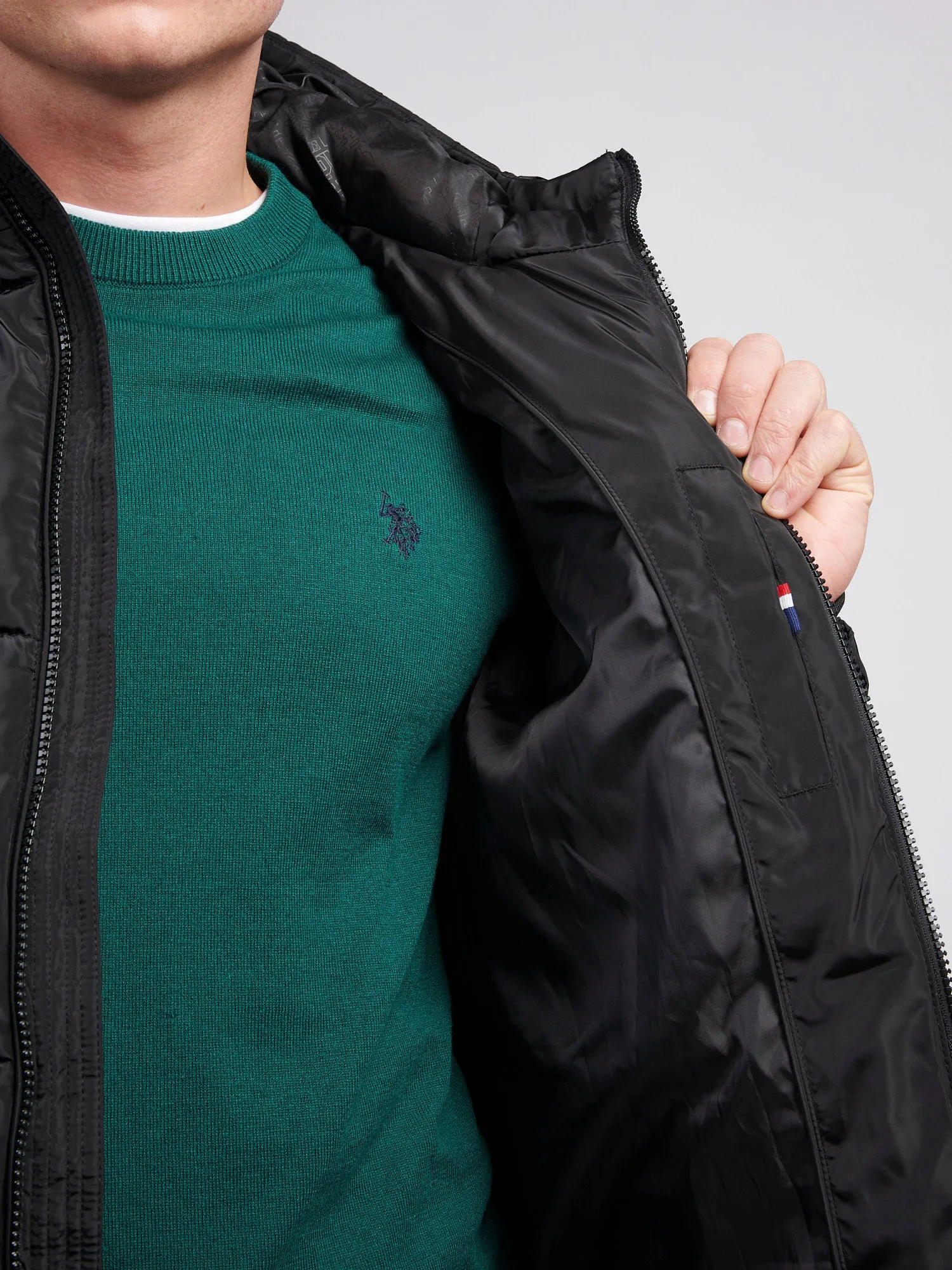 Mens Classic Longline Puffer Jacket in Black