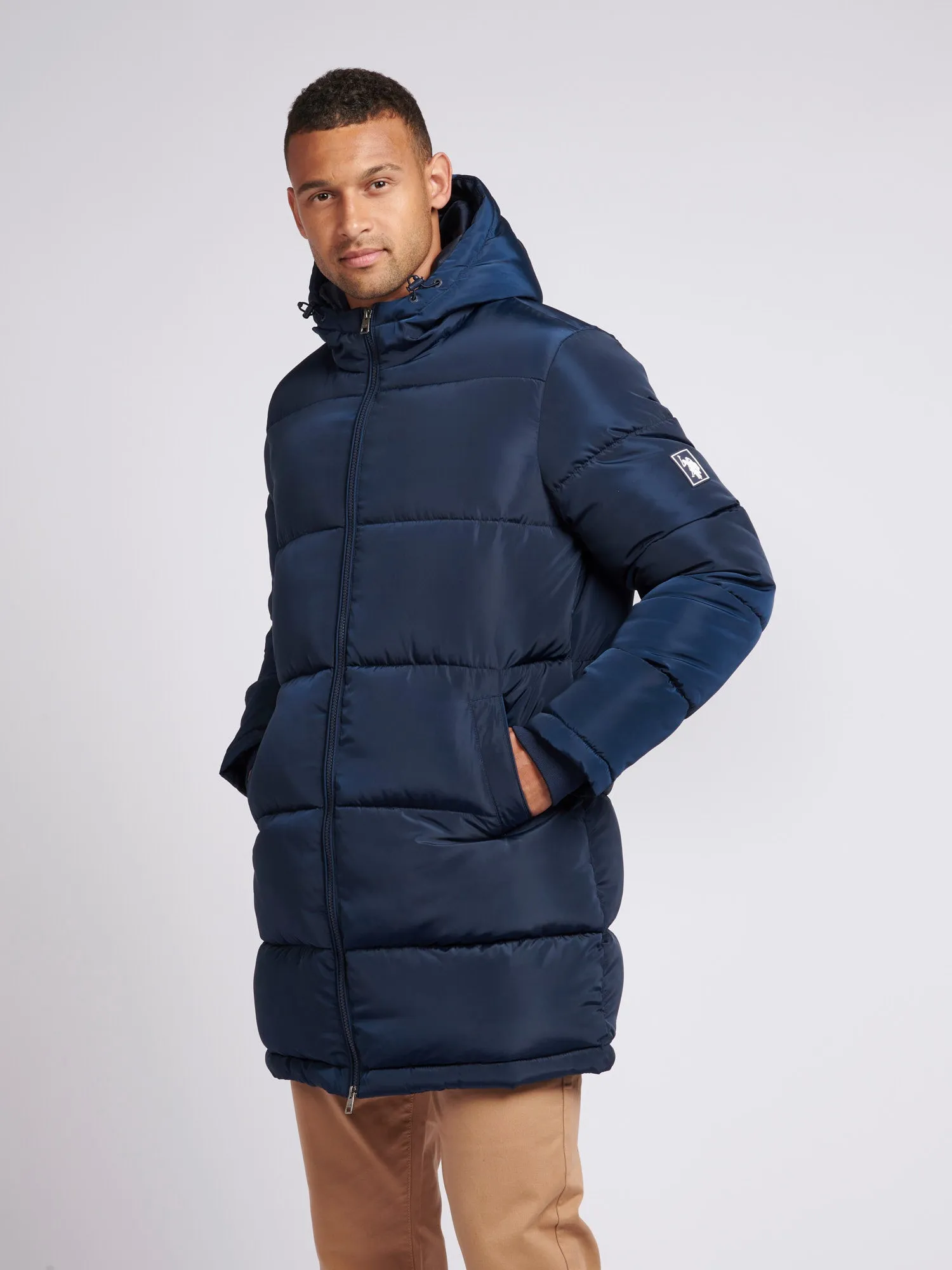 Mens Classic Longline Puffer Jacket in Dark Sapphire Navy