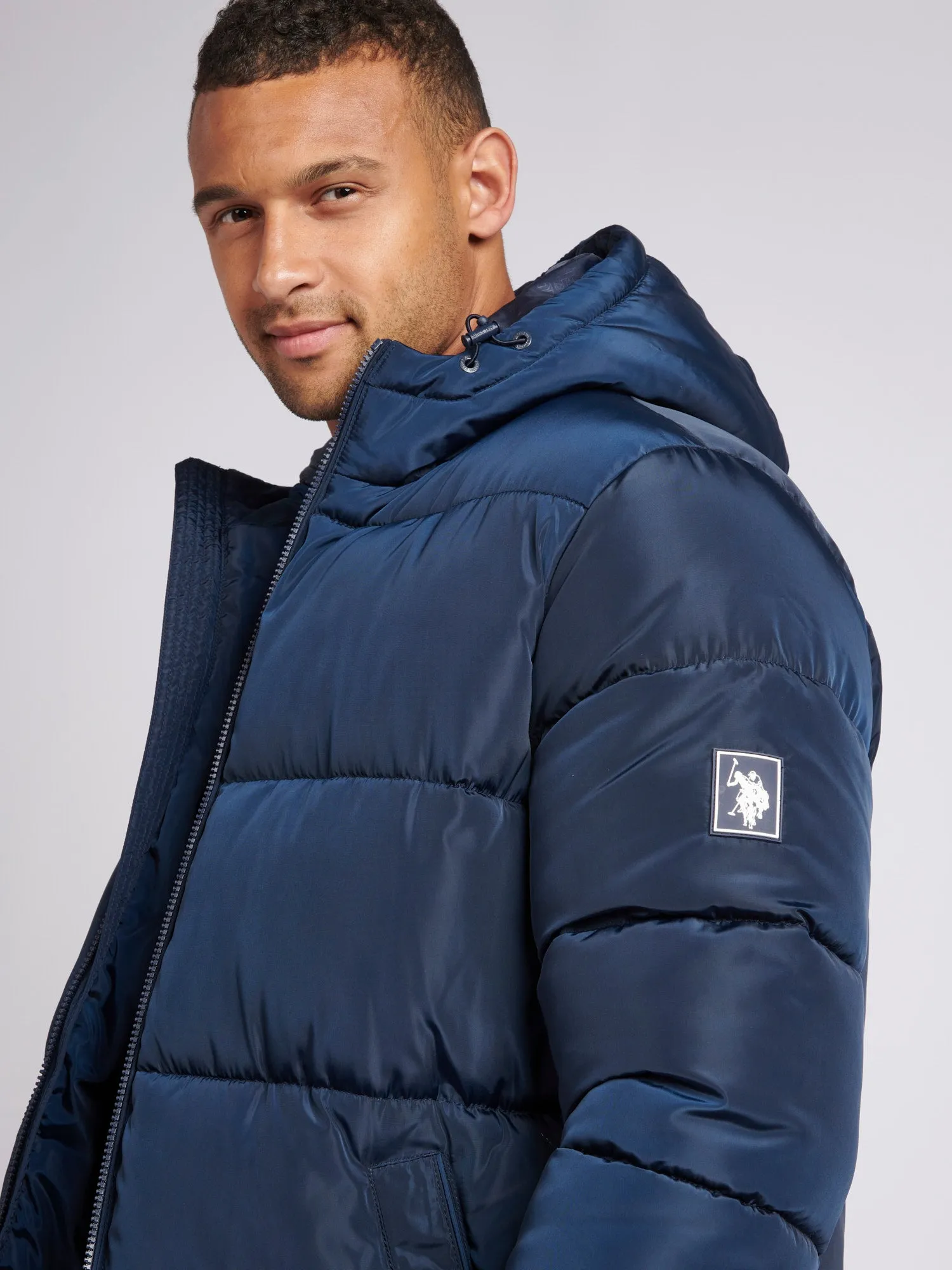 Mens Classic Longline Puffer Jacket in Dark Sapphire Navy