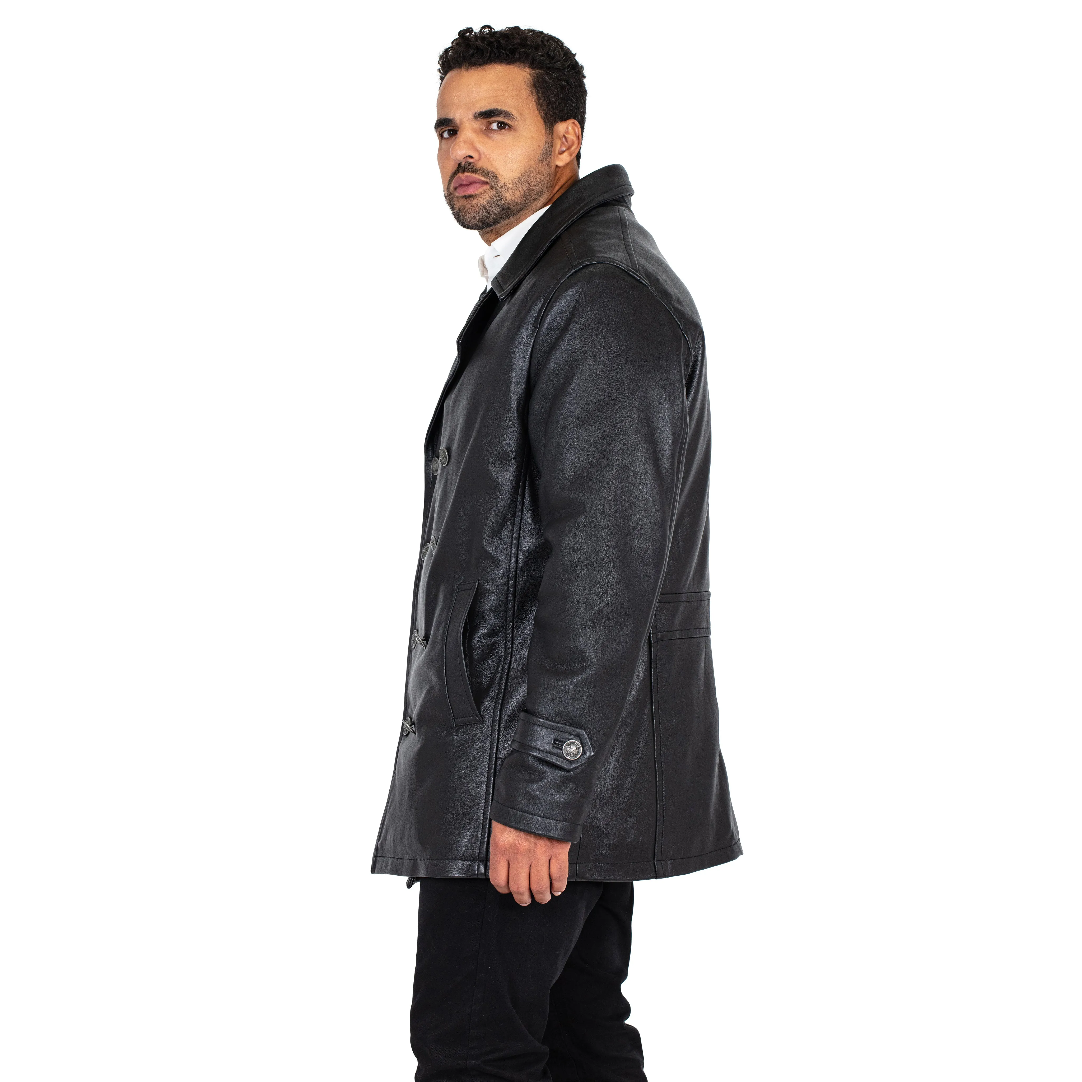 Men's Genuine Lambskin Leather Trench Coat Style #2092