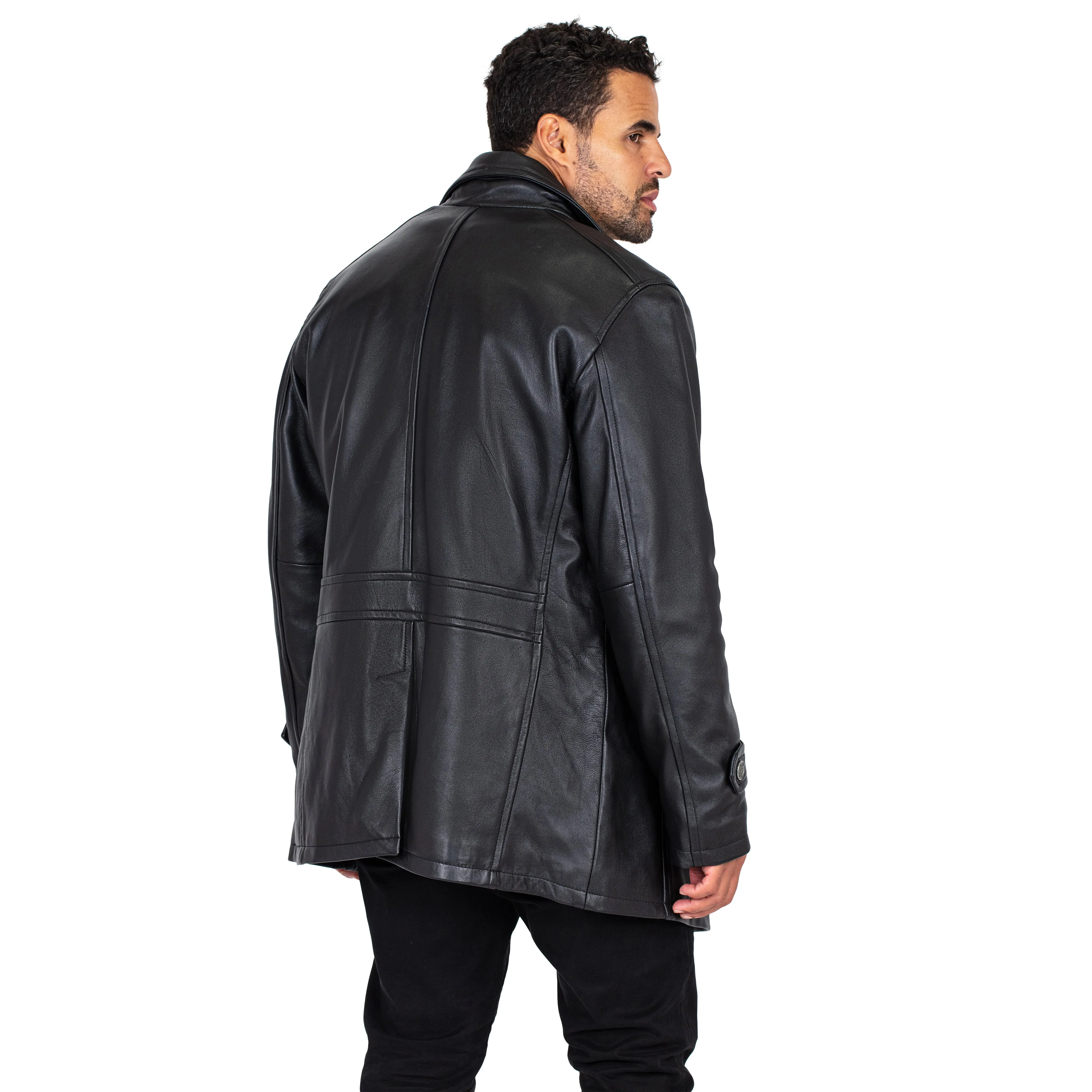 Men's Genuine Lambskin Leather Trench Coat Style #2092