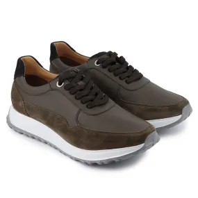 Mens green suede casual sneakers