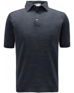 Mens Knit Polo Shirt Navy