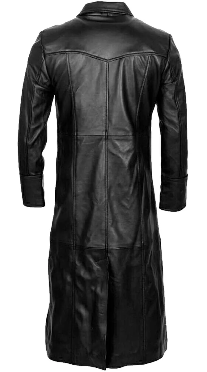 Mens Leather Trench Coat Full Length