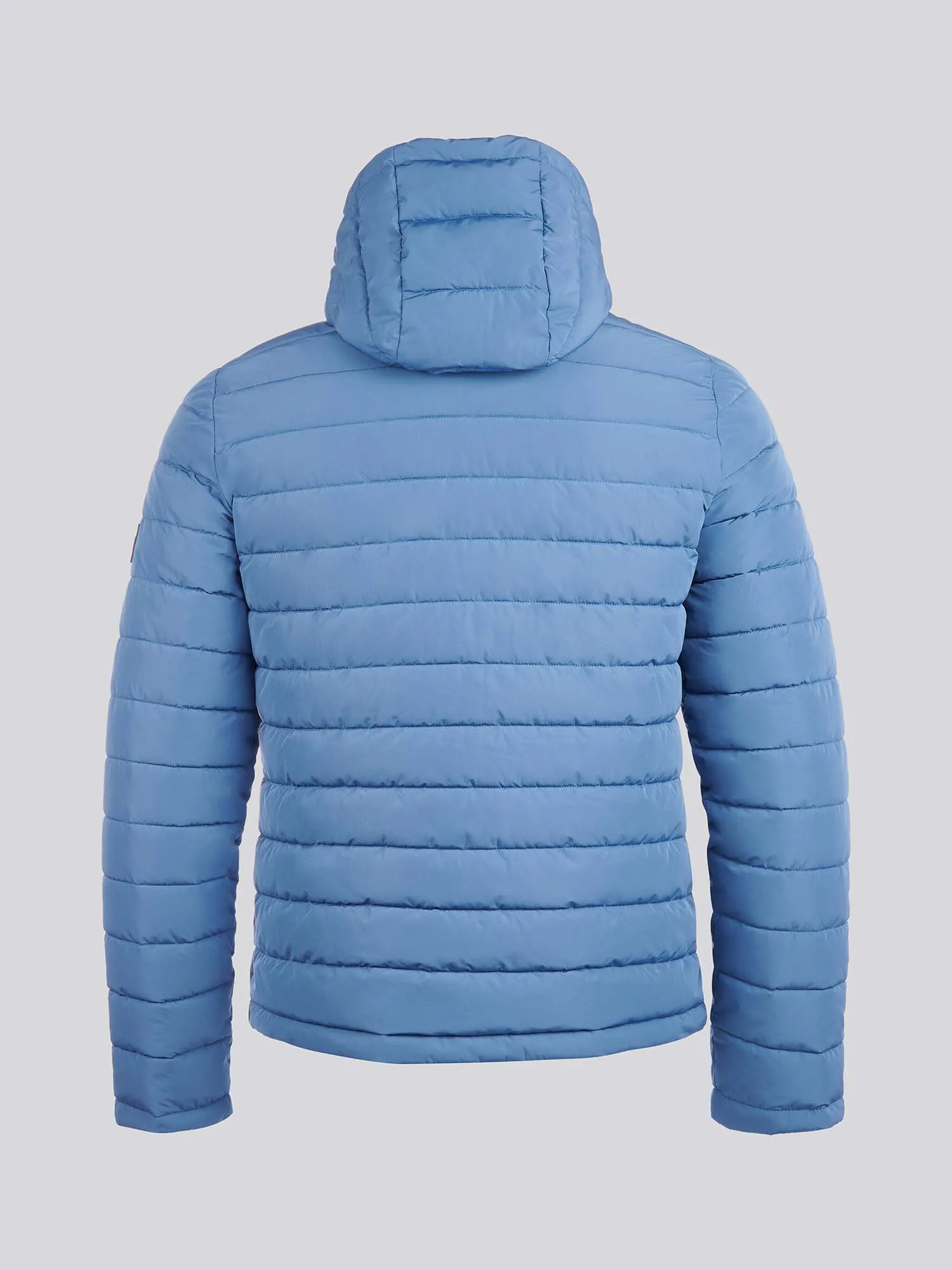 Mens Lightweight Quilt Hooded Puffer Jacket in Blue Horizon