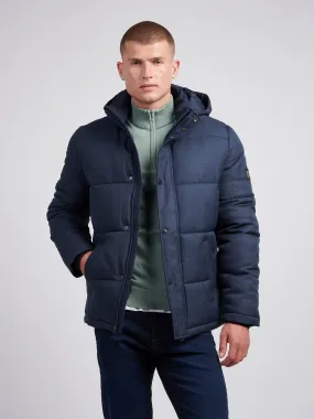 Mens Textured Winter Puffer Jacket in Dark Sapphire Navy