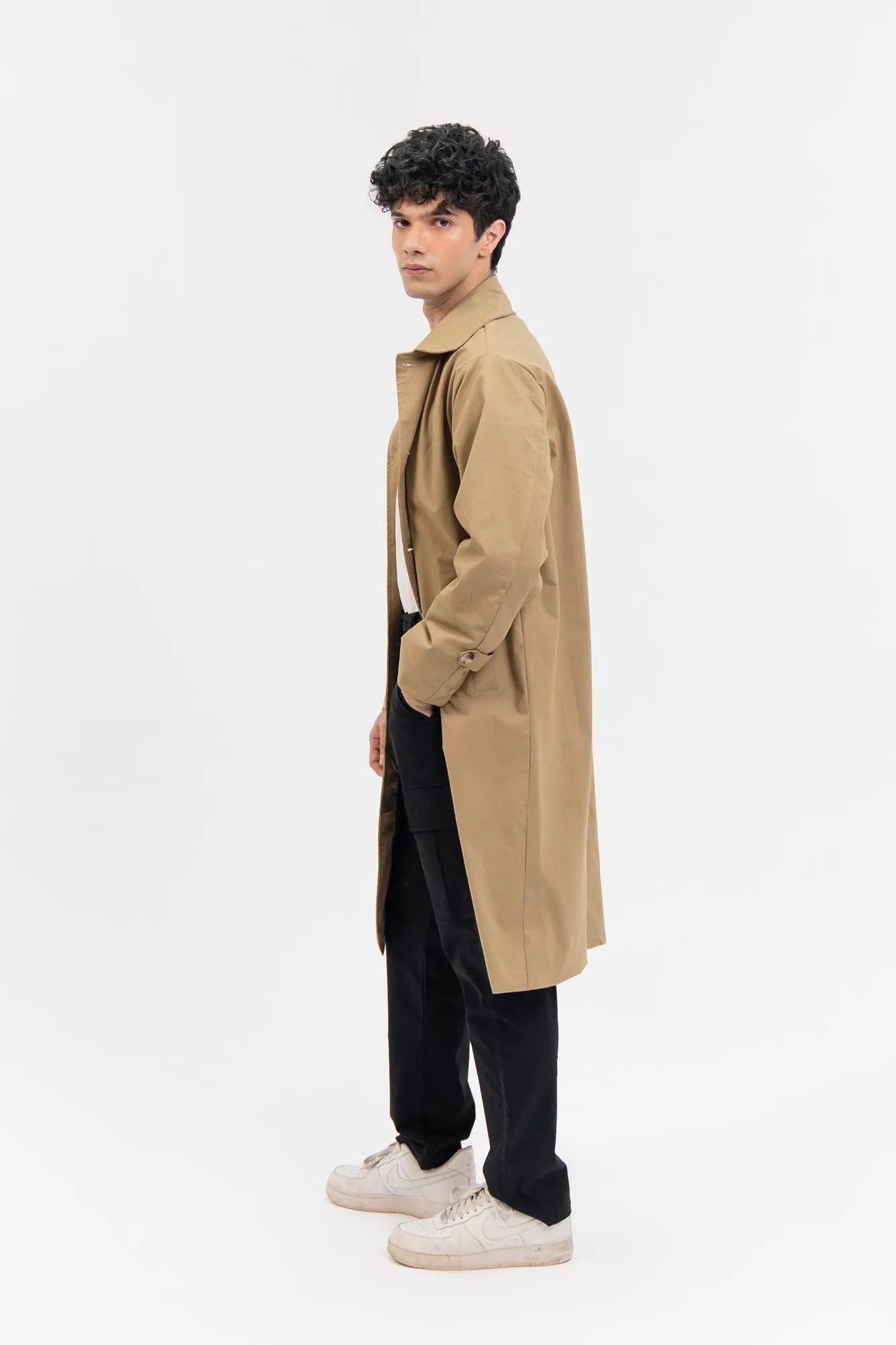 Men's Trench Coat - Camel Brown