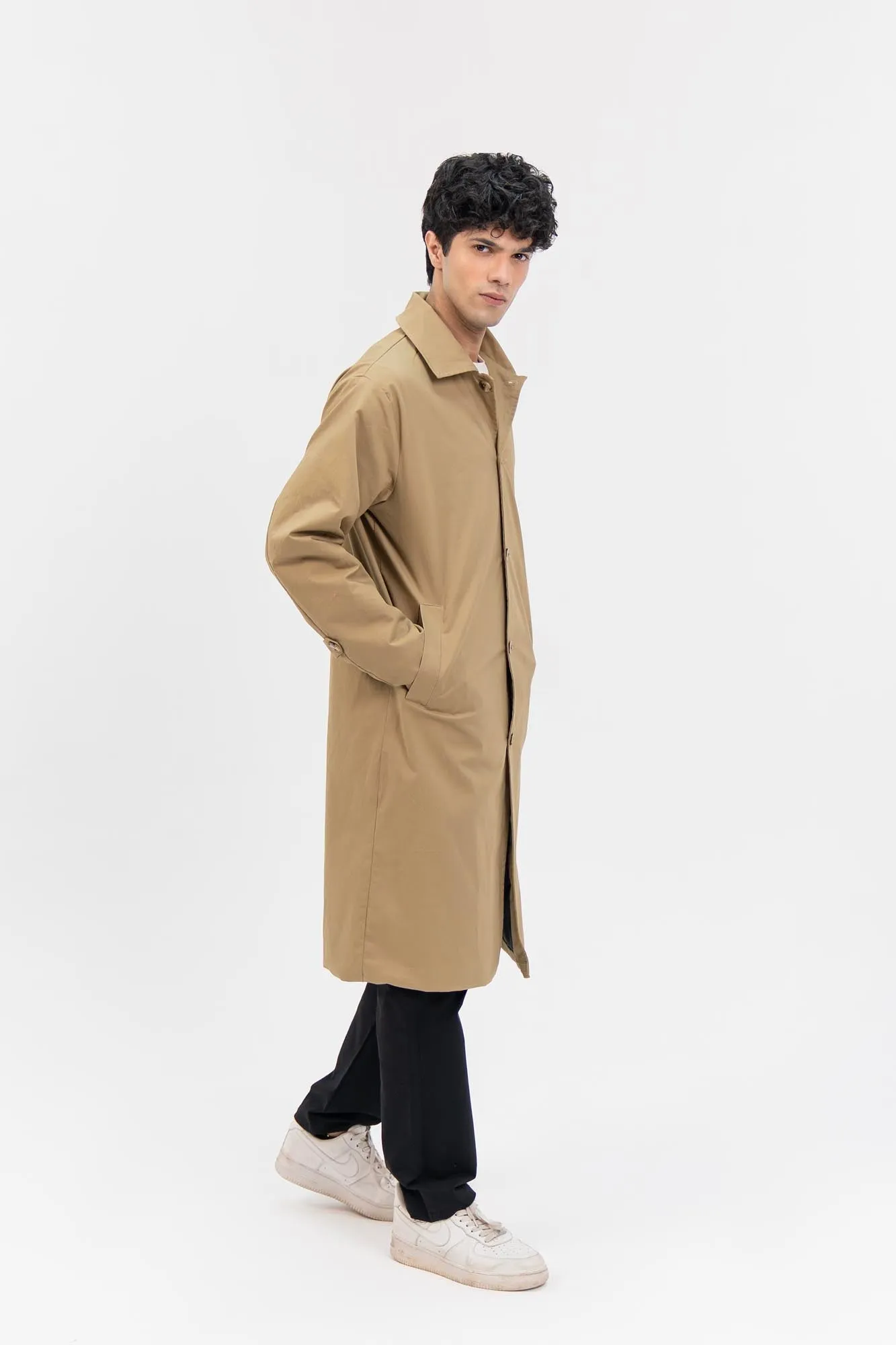 Men's Trench Coat - Camel Brown