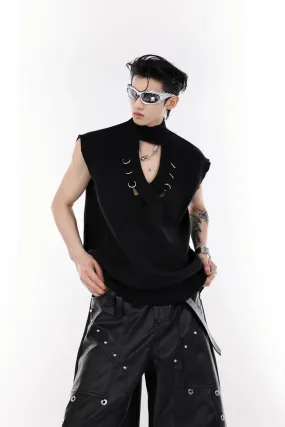 Metal Buckle Knit Vest