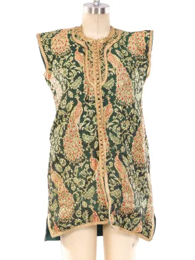 Metallic Peacock Brocade Vest