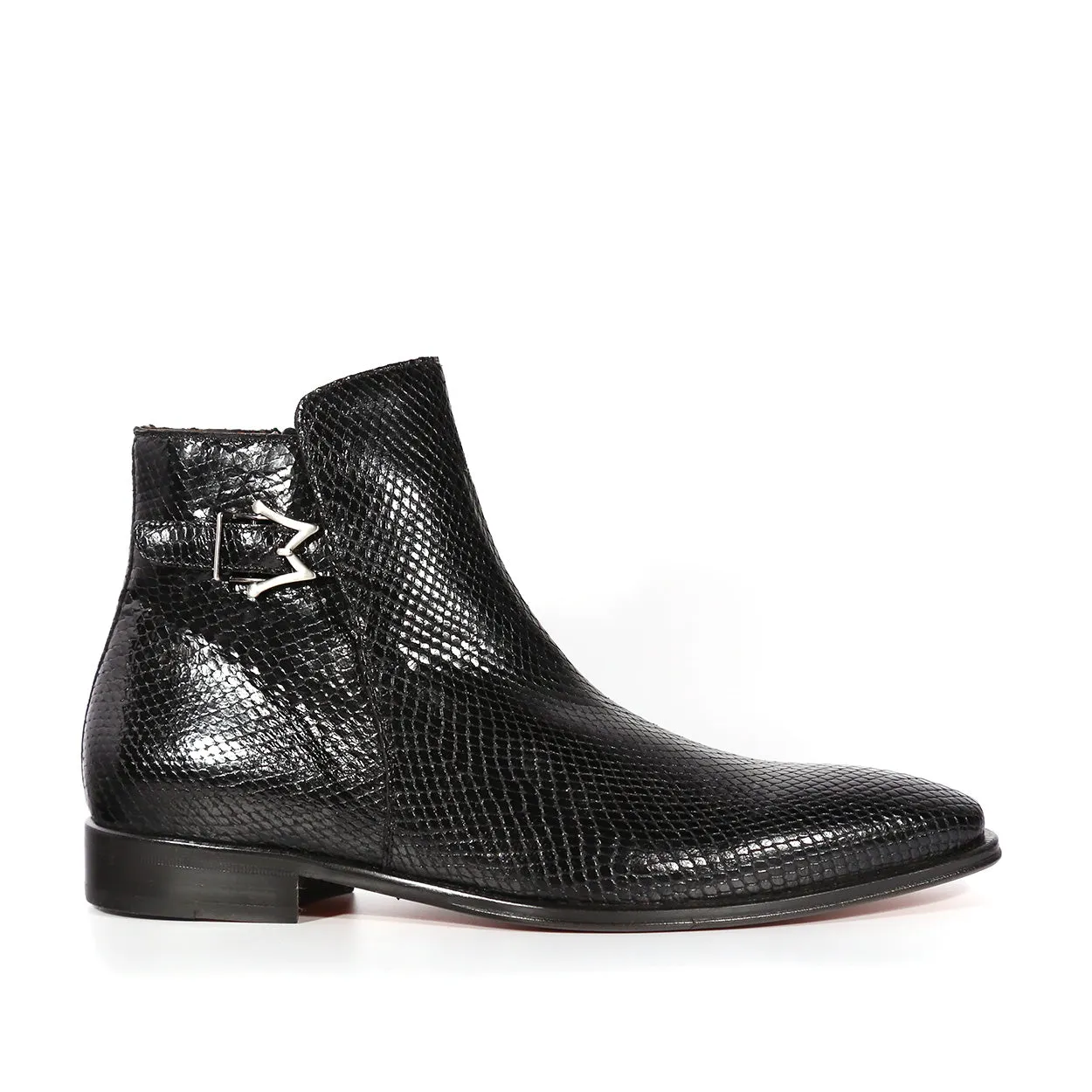 Mezlan Maharaja 20598 Men's Shoes Black Exotic Snake-Skin Buckle Boots (MZS3621)