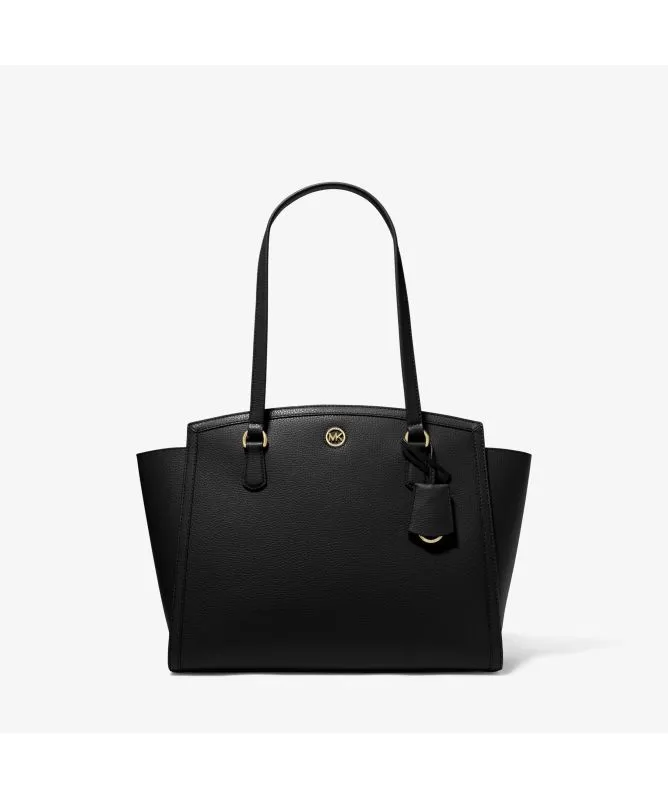 Michael Kors Chantal Large Pebbled Leather Tote Bag | Black