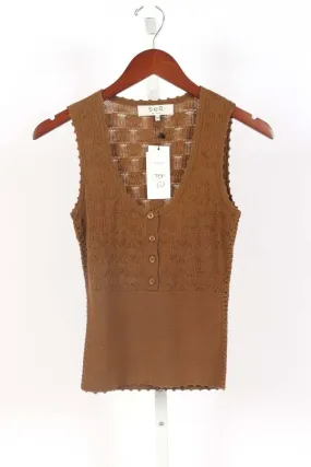 Mila Pointelle Tank Top - Camel