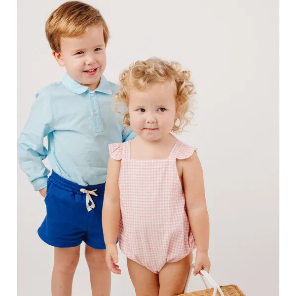 Minnow Pink Guava Gingham Bubble Romper
